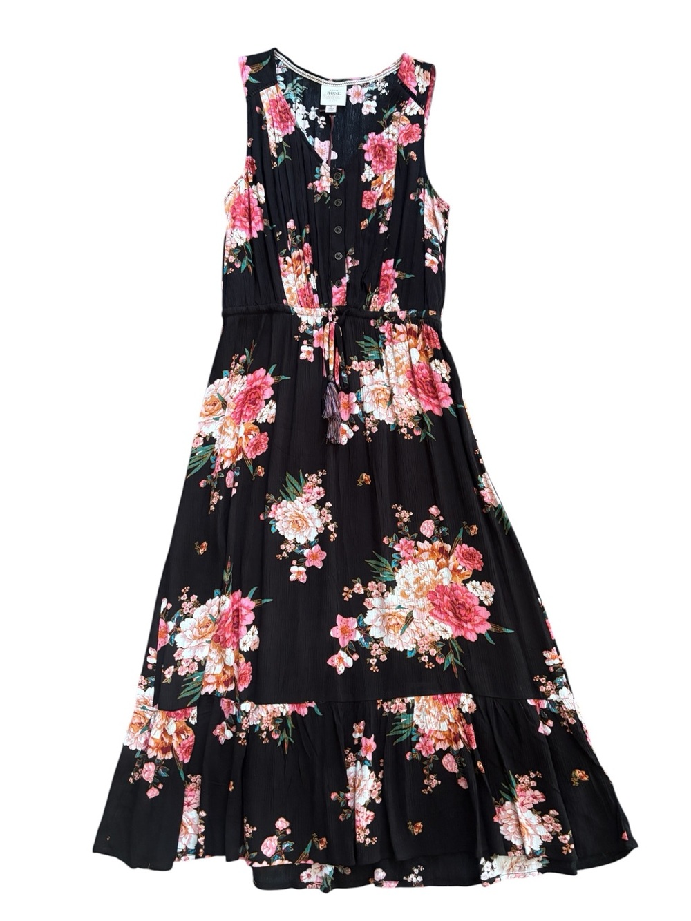 Knox Rose Black Maxi Dress with Pink and Cream Floral Print